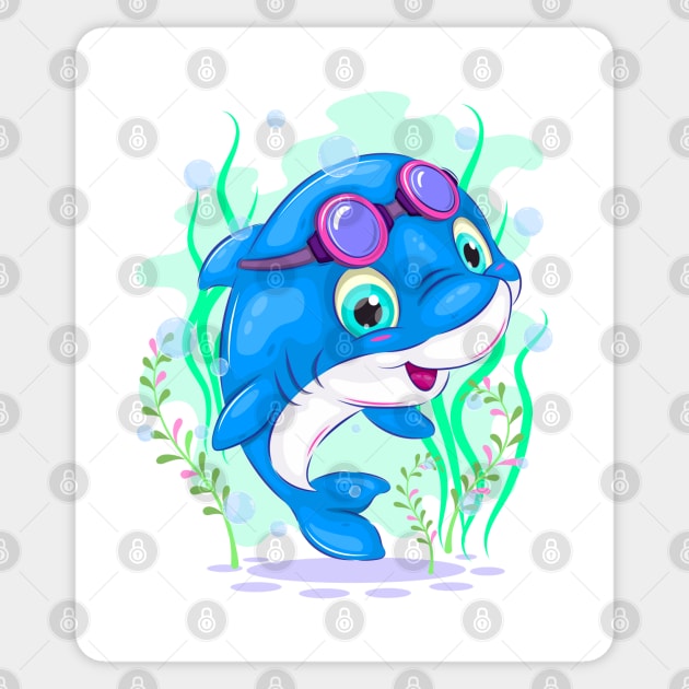 Cute cartoon dolphin Sticker by AndreKENO